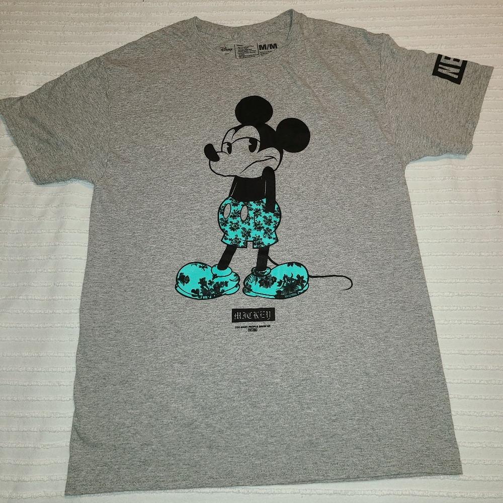 NWOT Disney Neff Gray and Blue Mickey Mouse Short Sleeve Tee